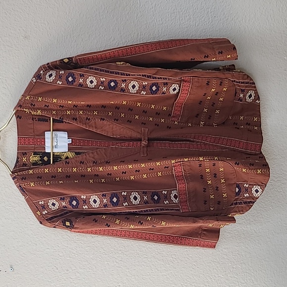 Madewell, Shirttail Wrap Jacket, Size-XS, Brown, Jacquard Pattern - Picture 2 of 5